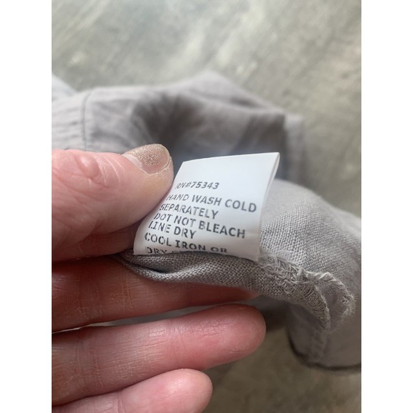 Lina Tomei Italy 100% Linen Dress Embellished Neck Gray Size Small - Picture 14 of 14